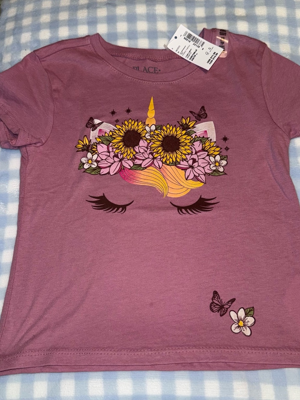 The Children’s Place Girls Size XS 4 New NWT Short Sleeve Shirt Unicorn TCP